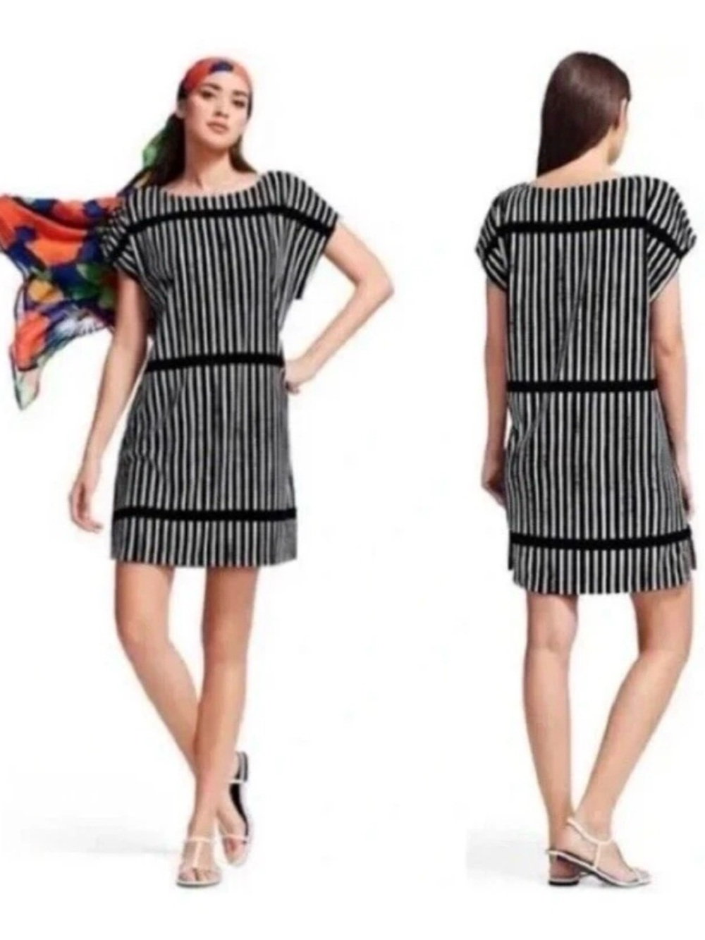 Marimekko Black and White Striped Coverup Dress